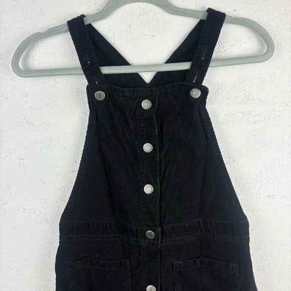 Old Navy Black Corduroy Denim Button-Front Overall Dress Girls XL 12 Y2K 90s - Picture 3 of 8